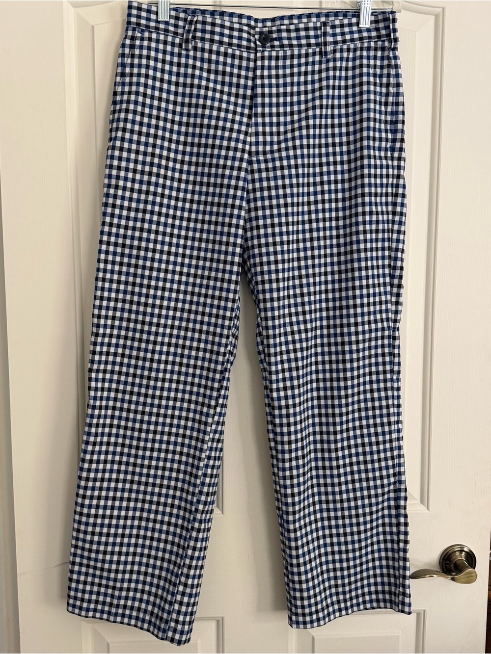 IZOD Golf Blue Gingham Performance Pants 32x29 Stretch Golf Trousers
